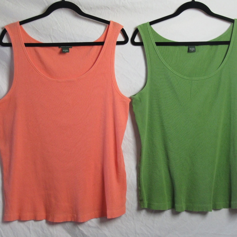 Orange/Coral & Apple Green Cotton Tank Tops (3X)